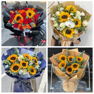 临汾吉县乡宁大宁县隰县蒲县同城鲜花店父亲节向日葵花束男士生日
