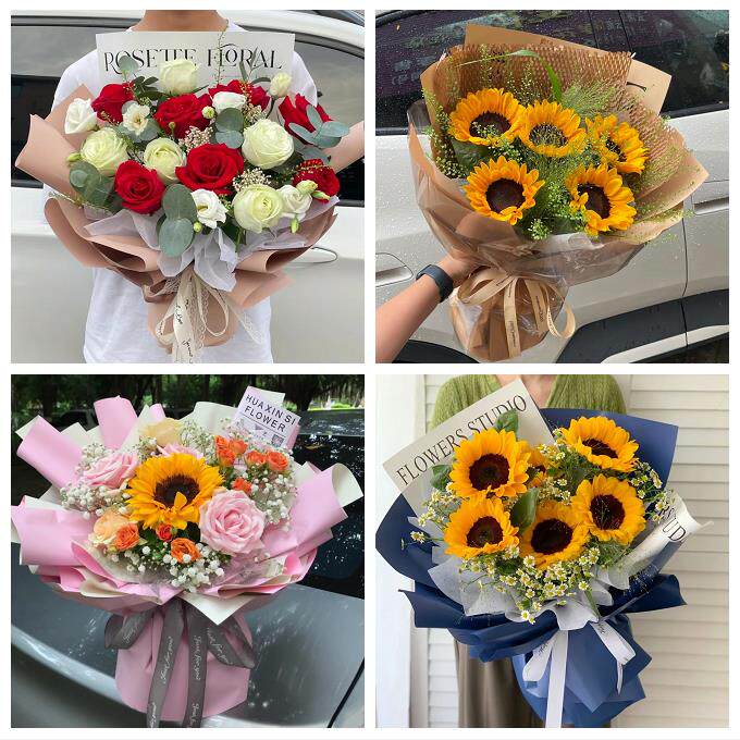 辽宁抚顺市新抚东洲望花顺城区同城鲜花店向日葵玫瑰混搭生日花束