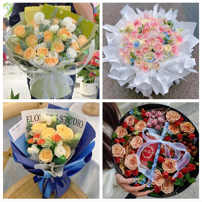 平顶山市新华卫东石龙湛河区鲜花店卡布碎冰蓝紫玫瑰花束同城配送