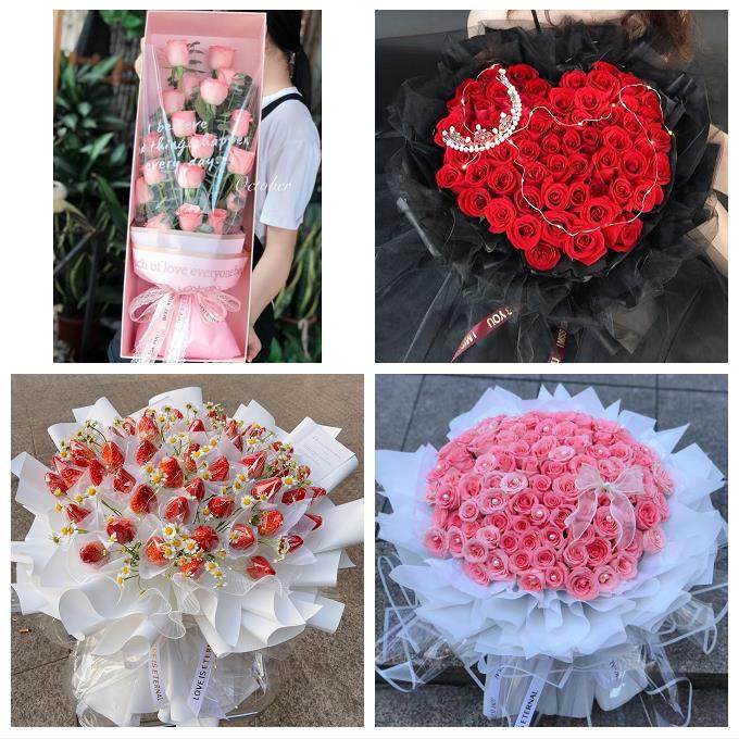 广东深圳市光明区凤凰玉塘马田同城鲜花店玫瑰草莓花束送女友闺蜜