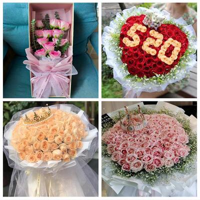 浙江杭州市拱墅西湖滨江萧山区同城鲜花店38女神节红玫瑰花束礼盒