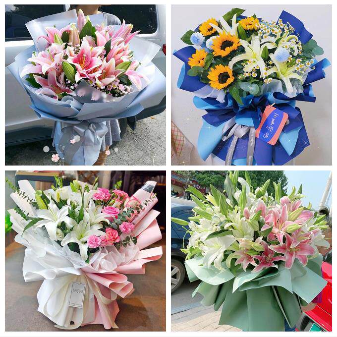 送咸阳市淳化县武功县兴平市鲜花店同城配送老婆香水百合玫瑰花束