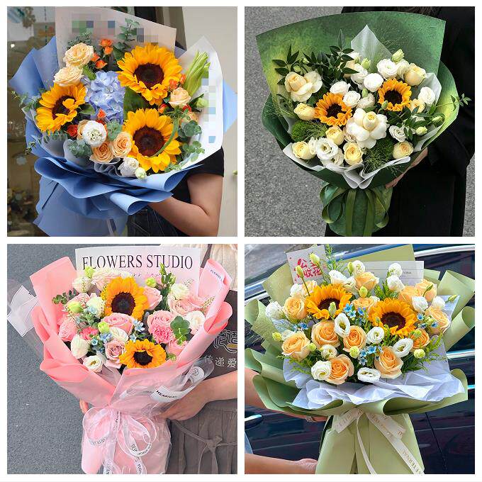 送温州市泰顺县瑞安市乐清市同城鲜花店成人礼高考向日葵玫瑰花束