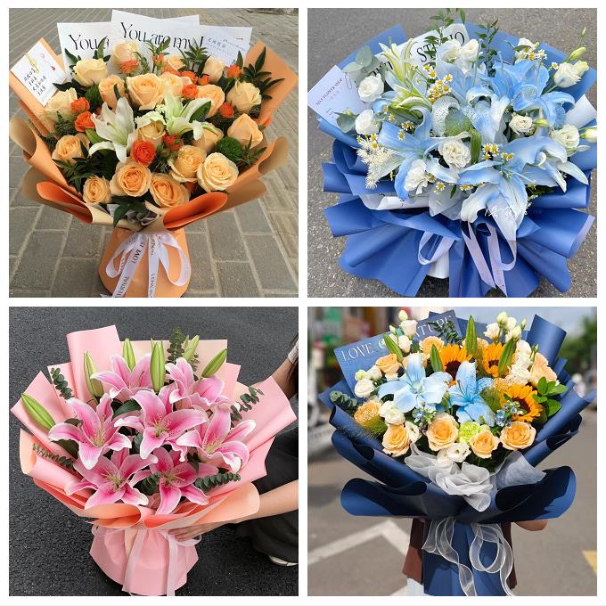 宝鸡市岐山县扶风县眉县陇县鲜花店同城配送朋友生日玫瑰百合花束