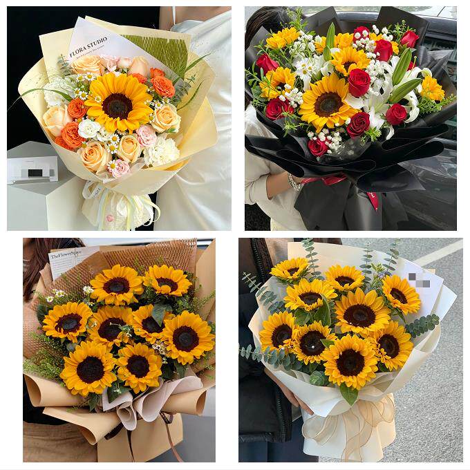 送盐城市响水县滨海县阜宁县同城鲜花店成人礼高考向日葵玫瑰花束