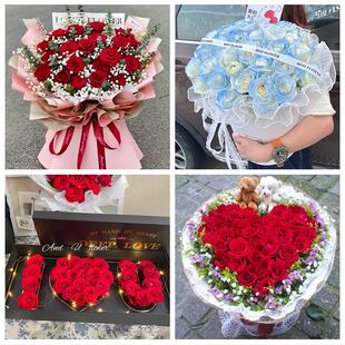 上海松江区石湖荡叶榭小昆山镇同城鲜花店订33朵玫瑰送情人女朋友