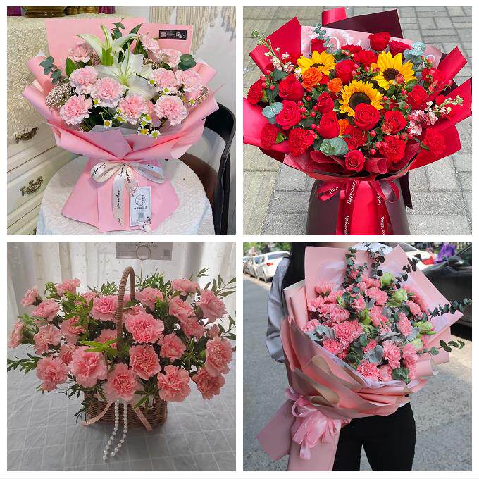 淄博市周村区桓台高青沂源县鲜花店同城送婆婆岳母亲节康乃馨花束