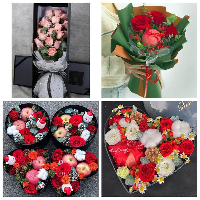 送内江市市中区东兴区威远县同城鲜花店送女友平安夜圣诞玫瑰礼盒