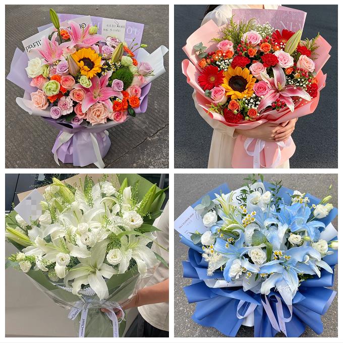西宁市城东城中区城西城北区鲜花店同城配送朋友生日玫瑰百合花束 - 实物图