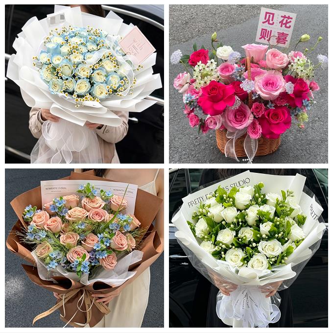 云南昆明市富民宜良石林嵩明县同城鲜花店七夕玫瑰送老婆女友生日
