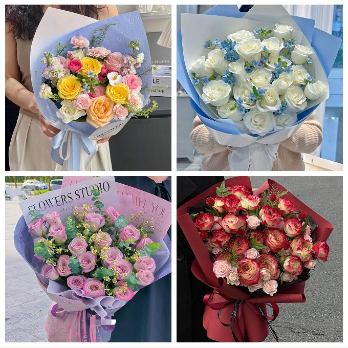 郑州市荥阳新密市新郑登封市鲜花店卡布碎冰蓝紫玫瑰花束同城配送