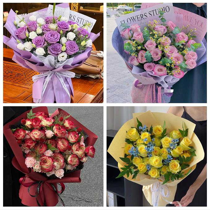 衡水市饶阳安平县故城县景县鲜花店卡布碎冰蓝紫玫瑰花束同城配送