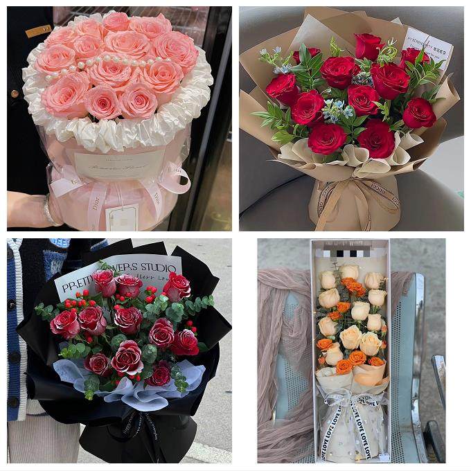 广东中山市三角镇横栏镇南头镇同城鲜花店送女友生日圣诞玫瑰花束