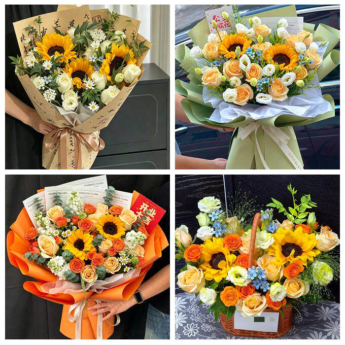 北京市东城东花龙潭体育馆路同城鲜花店成人礼高考向日葵玫瑰花束