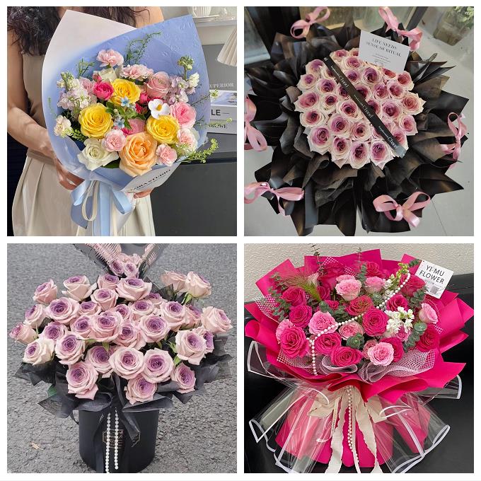 北京市东城安定门北新桥东四鲜花店卡布碎冰蓝紫玫瑰花束同城配送