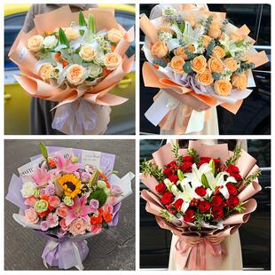 晋中市昔阳寿阳县太谷县祁县鲜花店同城配送朋友生日玫瑰百合花束