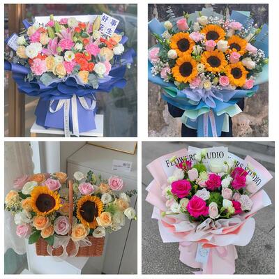 百色市德保那坡凌云县靖西市花店同城送男女友领导玫瑰混搭鲜花束