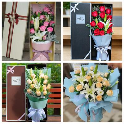 送北京市怀柔区泉河龙山街道鲜花店同城配送老婆香水百合玫瑰花束