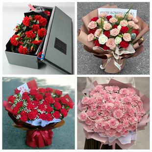 承德市承德县兴隆平泉滦平县同城鲜花店订38妇女节康乃馨百合花束