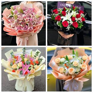 上海市浦东新区康桥航头六灶鲜花店同城配送朋友生日玫瑰百合花束