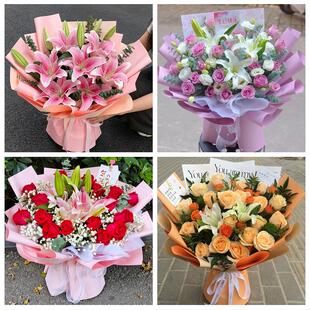 淮北市杜集相山烈山区濉溪县鲜花店同城配送朋友生日玫瑰百合花束
