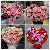 送渭南市富平县韩城市华阴市同城鲜花店订38妇女节康乃馨百合花束