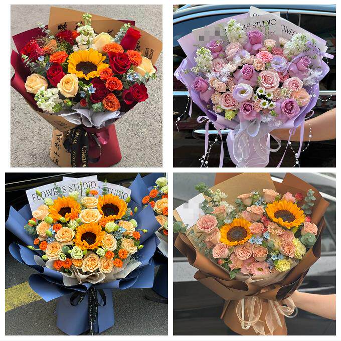 南通市如东启东如皋市海门市同城鲜花店订玫瑰向日葵混搭生日花束
