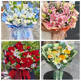 五指山市琼海市儋州市文昌市鲜花店同城配送朋友生日玫瑰百合花束