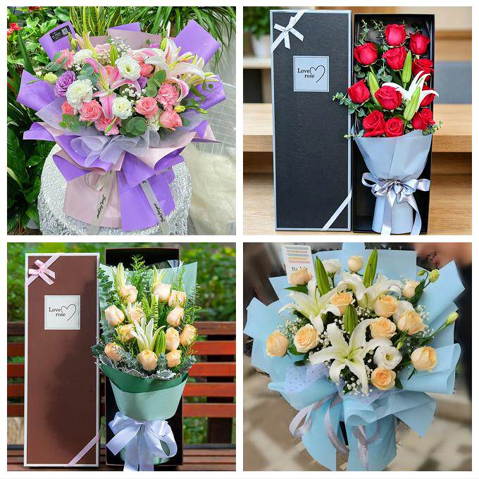 湘潭市雨湖岳塘区九华湘潭县鲜花店同城配送老婆香水百合玫瑰花束