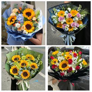 送抚州市崇仁县乐安县宜黄县同城鲜花店成人礼高考向日葵玫瑰花束