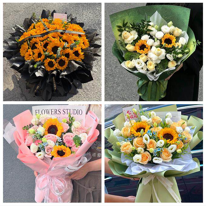 送安顺市西秀区平坝区普定县同城鲜花店成人礼高考向日葵玫瑰花束