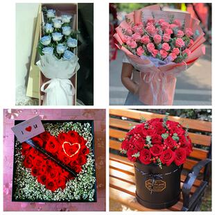 浙江杭州市拱墅西湖滨江萧山区同城鲜花店情人节玫瑰表白女友老婆