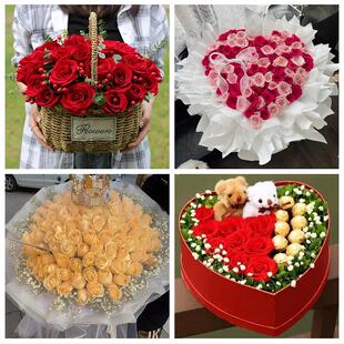 咸阳市泾阳县乾县礼泉永寿县同城鲜花店情人节表白送玫瑰花束礼盒