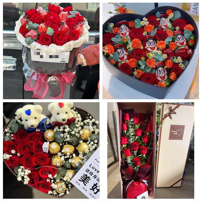 陕西咸阳市秦都区杨陵区渭城区同城鲜花店送女友生日圣诞玫瑰花束