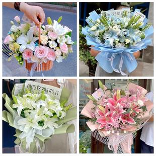 广东东莞市企石横沥桥头谢岗镇鲜花店同城送玫瑰香水百合生日花束