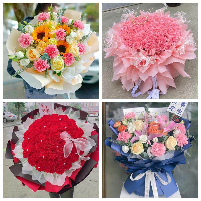 送周口市沈丘县郸城县淮阳县鲜花店订康乃馨百合花束同城配送长辈
