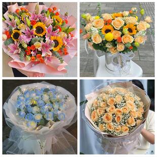 包头白云鄂博矿九原区固阳县同城鲜花店父亲节向日葵花束男士生日