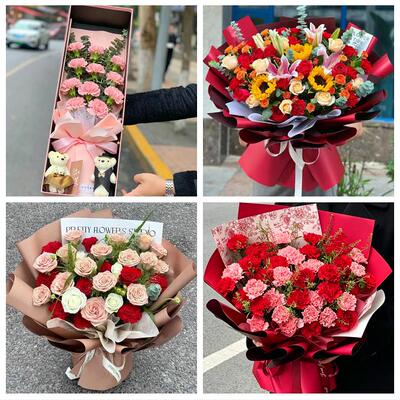 二连浩特市锡林浩特市多伦县同城鲜花店送父母亲节康乃馨百合花束