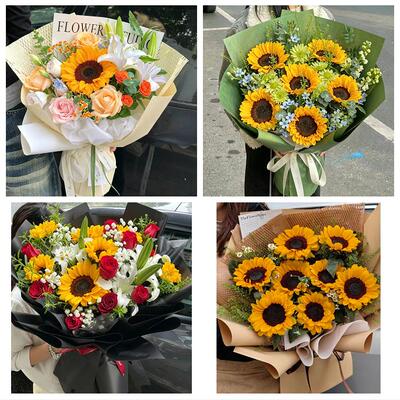 哈尔滨市宾县巴彦木兰通河县同城鲜花店成人礼高考向日葵玫瑰花束