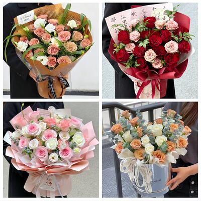 河南驻马店平舆正阳确山泌阳县鲜花店同城配送女神节玫瑰花束礼盒