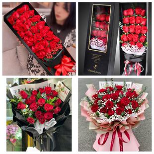 广西河池市金城江宜州区南丹县同城鲜花店订33朵玫瑰送情人女朋友