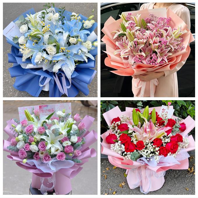 黔西南州兴义市兴仁县普安县鲜花店同城配送朋友生日玫瑰百合花束