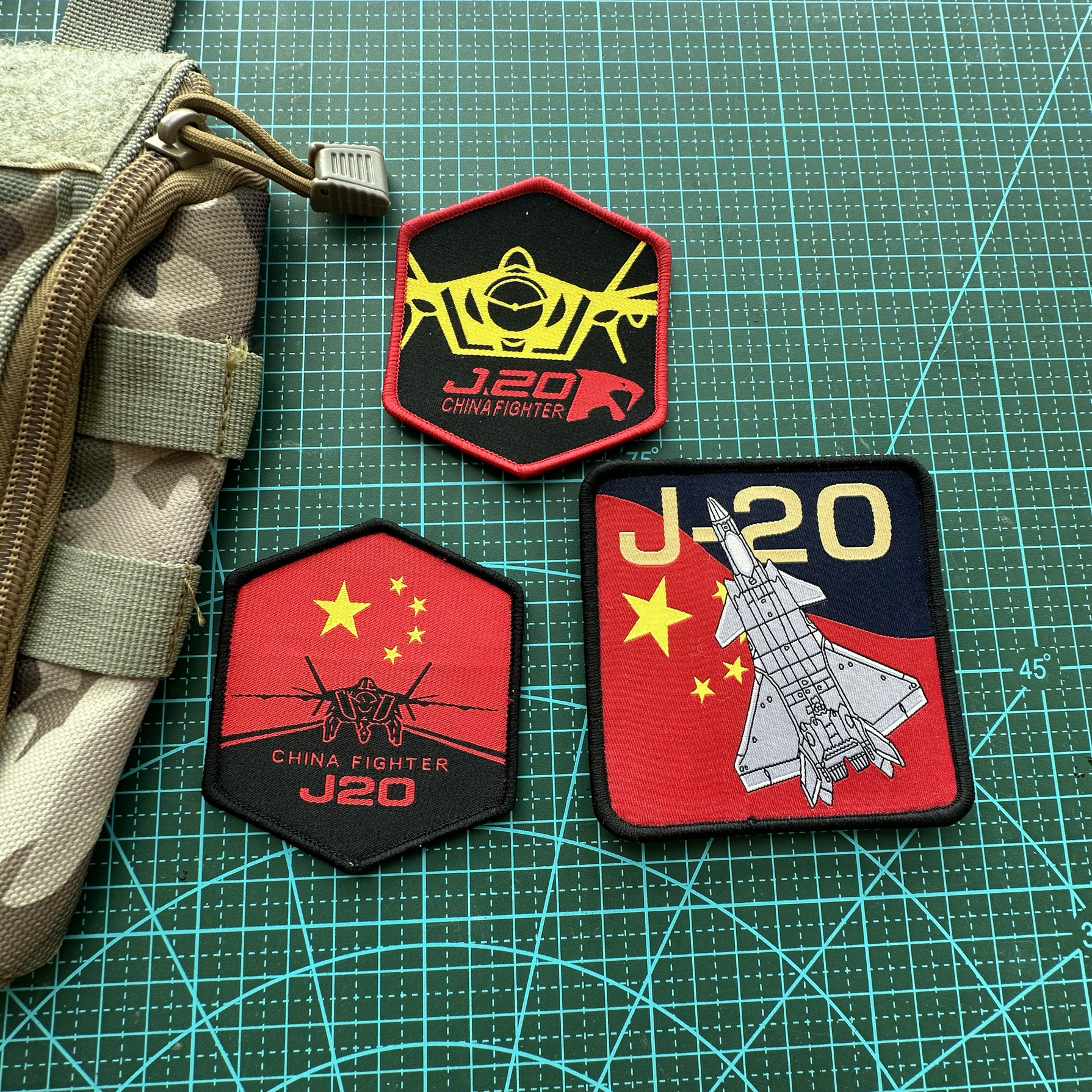 织标中国CHINA J20飞机魔术贴章士气章冲锋衣贴背包贴章战术户外