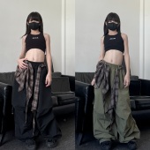 格子腰封爵士舞伞兵裤 潮酷男女儿童宽松休闲裤 童装 2025春秋新款