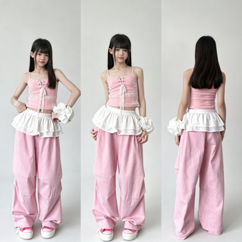 甜酷女童爵士舞演出服套装