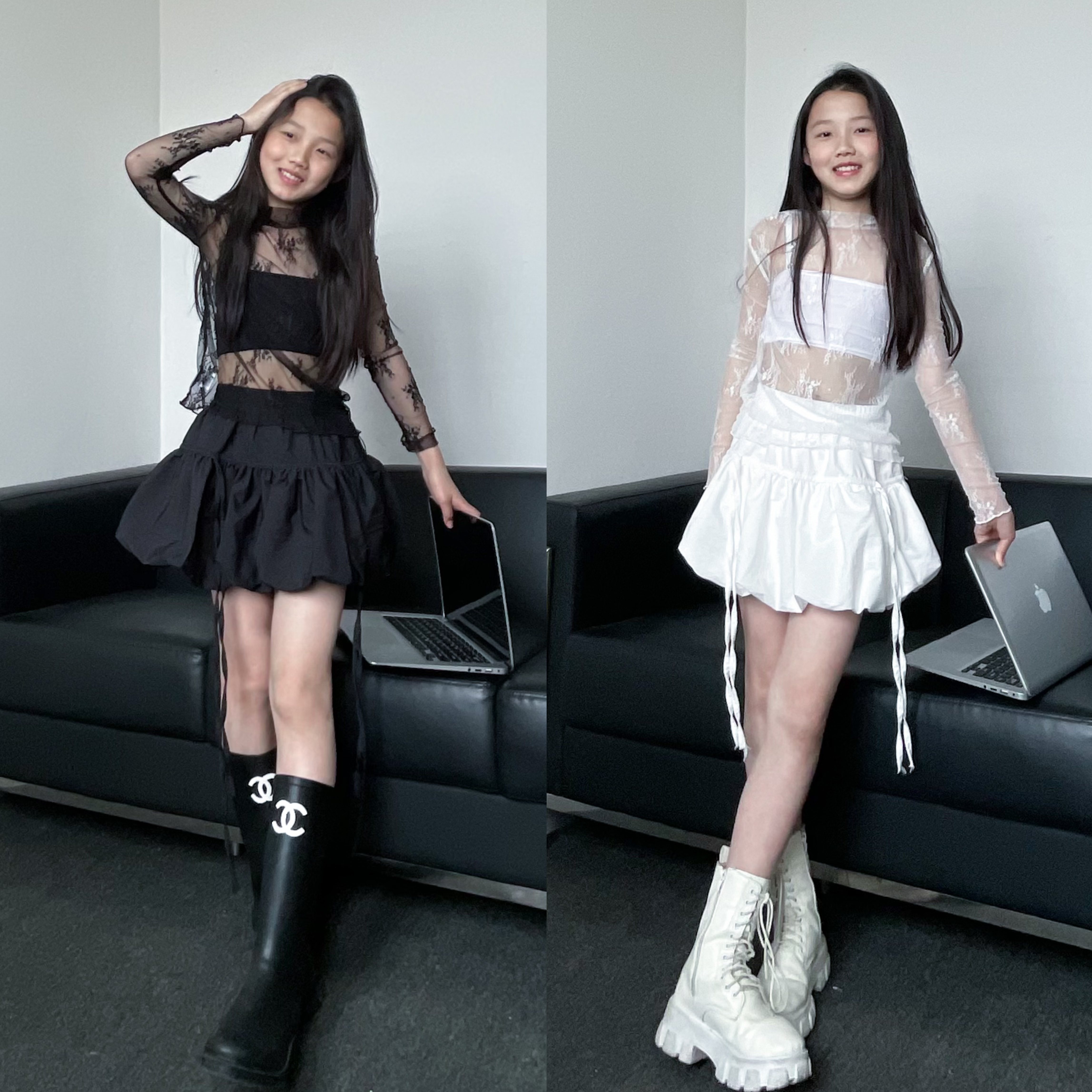 2025春夏新款女童蕾丝打底修身长袖上衣芭蕾舞裙爵士舞女团演出服