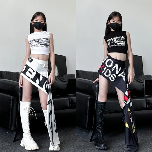 甜酷女童爵士舞演出服套装
