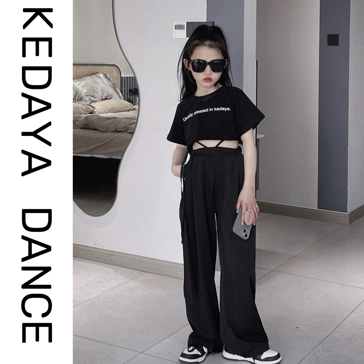 可达鸭家夏季童装甜酷女童垂坠质感系带西裤显瘦显腿长炸街裤子潮,童装/婴儿装/亲子装,裤子,淘宝优惠券,粉丝福利购,淘宝优惠卷