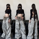 子少儿街舞演出服套装 春秋新款 女童爵士舞露背上衣皮草腰封豹纹裤