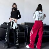 新款 T恤宽松卫裤 童装 秋季 潮酷女童修身 长袖 少儿爵士舞演出服套装